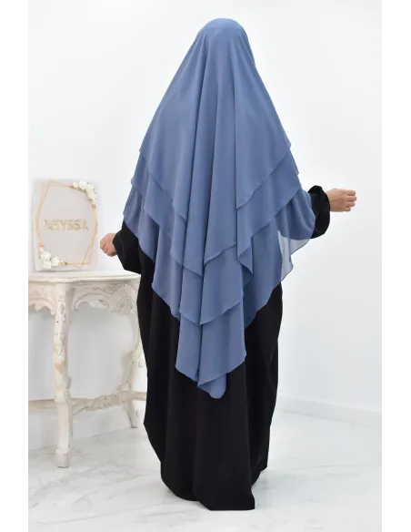 Khimar 3 voiles yemenite en mousseline pour femme musulmane voilée