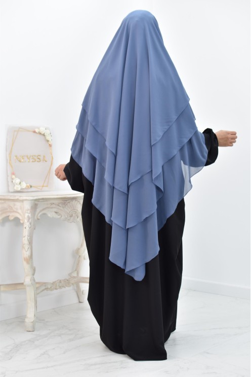 Khimar 3 voiles yemenite en mousseline pour femme musulmane voilée