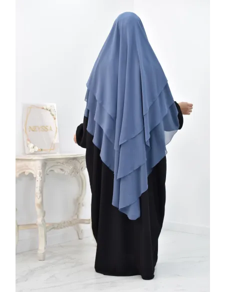 Khimar 3 voiles yemenite en mousseline pour femme musulmane voilée
