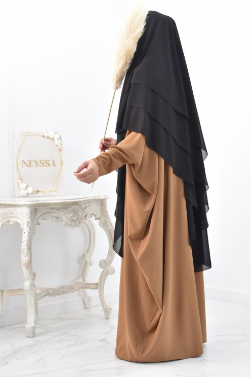 Khimar 3 voiles yemenite en mousseline pour femme musulmane voilée