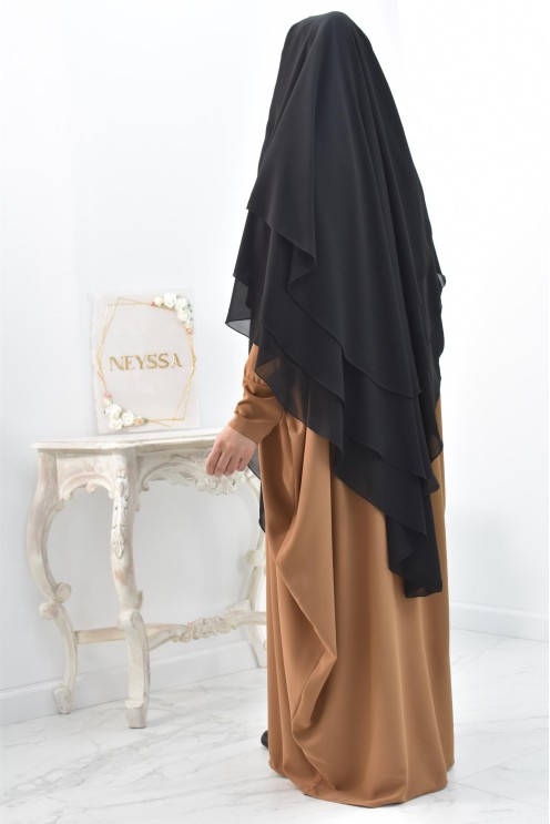 Khimar 3 voiles yemenite en mousseline pour femme musulmane voilée
