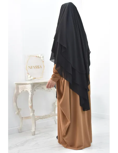 Khimar 3 voiles yemenite en mousseline pour femme musulmane voilée