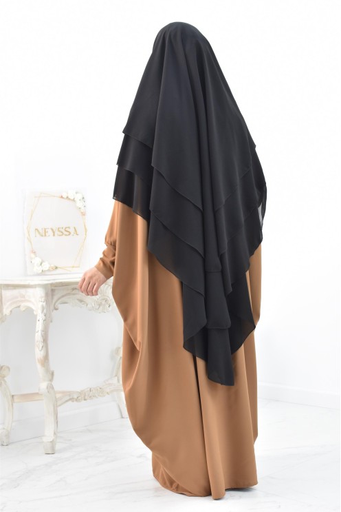 Khimar 3 voiles yemenite en mousseline pour femme musulmane voilée