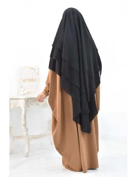 Khimar 3 voiles yemenite en mousseline pour femme musulmane voilée