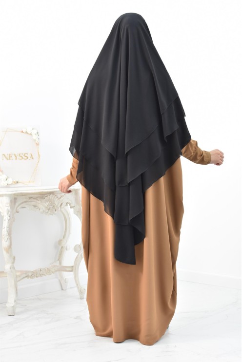Khimar 3 voiles yemenite en mousseline pour femme musulmane voilée