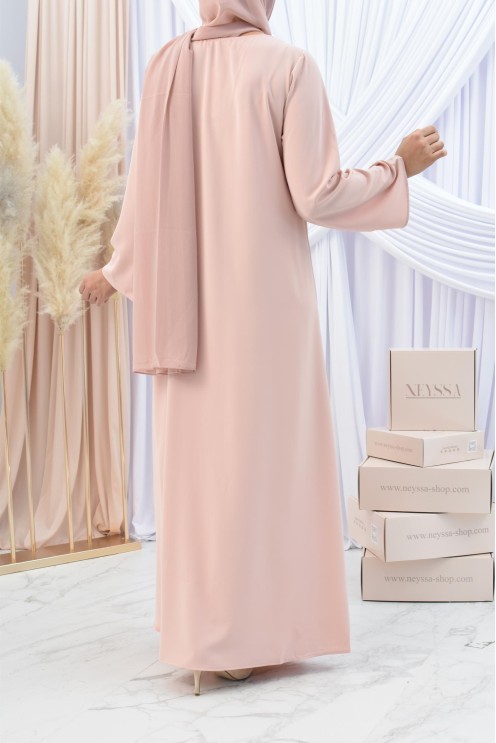 Abaya style djellaba mère ou fille avec broderies boutonnées Aïd.