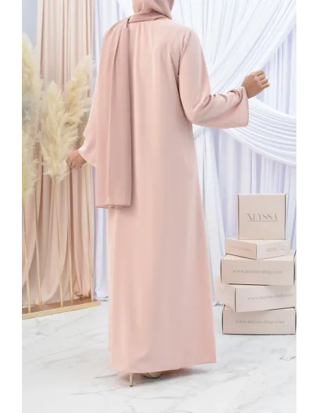 Abaya style djellaba mère ou fille avec broderies boutonnées Aïd.