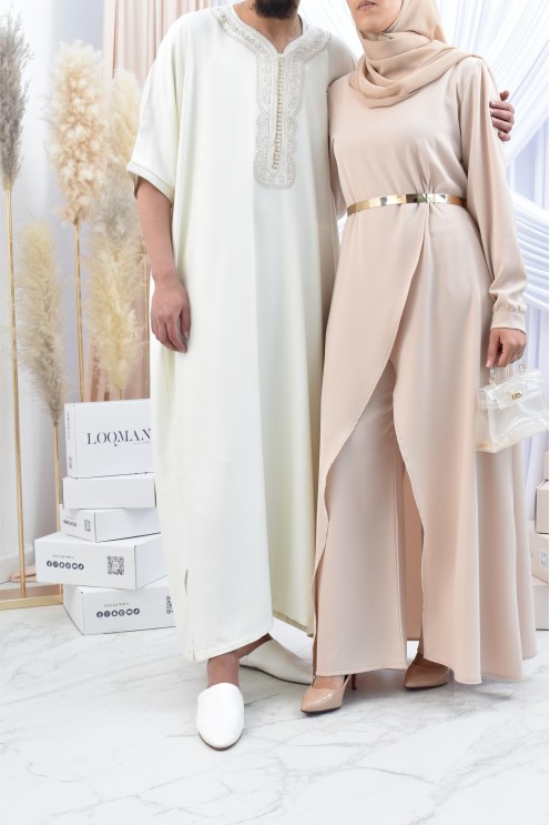 Ensemble robe tunique avec palazzo pour femme voilée classe et chic 