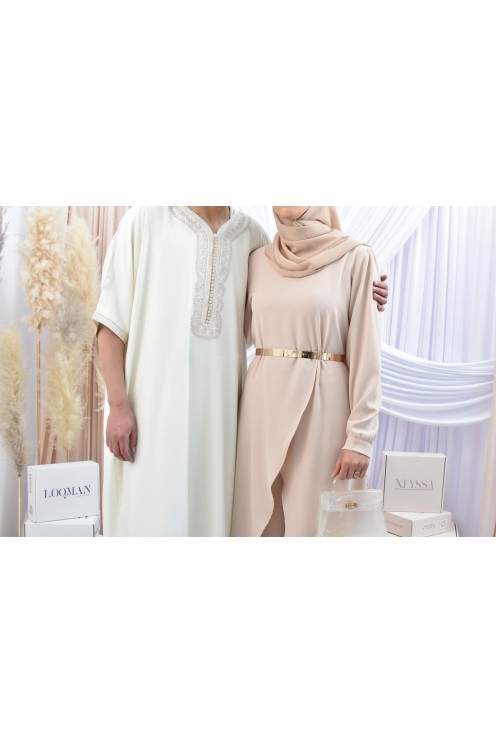 Ensemble robe tunique avec palazzo pour femme voilée classe et chic 