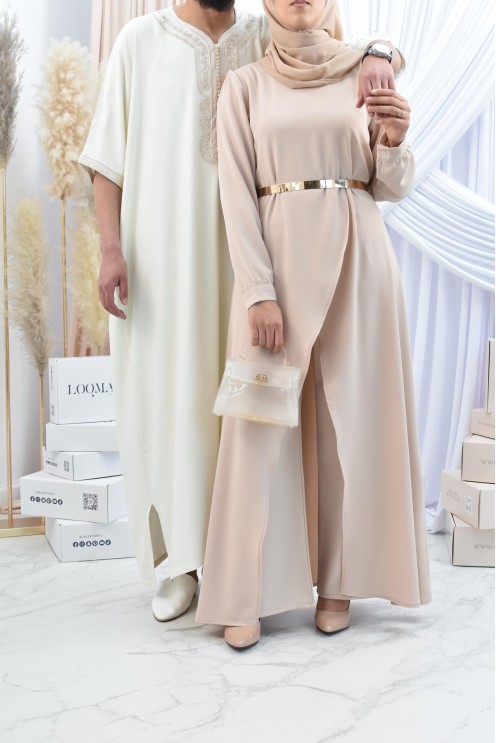 Ensemble robe tunique avec palazzo pour femme voilée classe et chic 