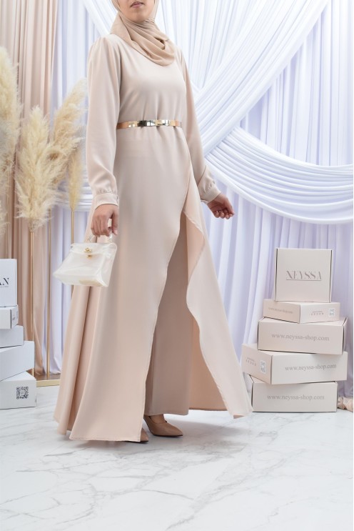 Ensemble robe tunique avec palazzo pour femme voilée classe et chic 