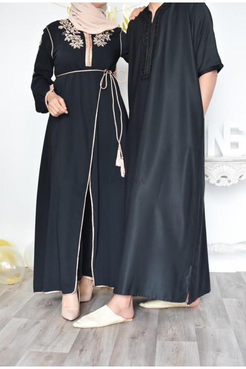 Ensemble Noir 2 pièces tunique avec palazzo pour femme voilée élégante