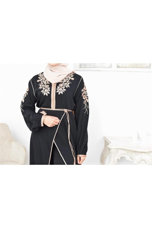Ensemble Noir 2 pièces tunique avec palazzo pour femme voilée élégante