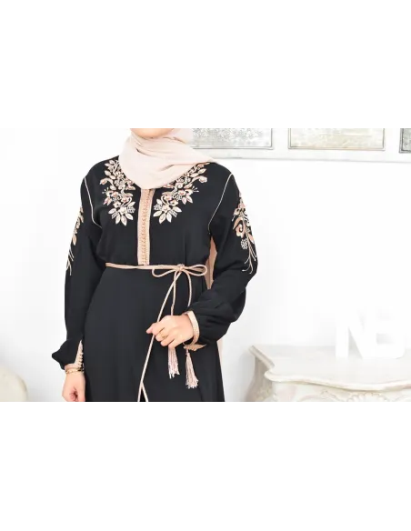 Ensemble Noir 2 pièces tunique avec palazzo pour femme voilée élégante