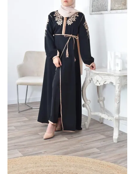 Ensemble Noir 2 pièces tunique avec palazzo pour femme voilée élégante