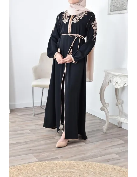Ensemble Noir 2 pièces tunique avec palazzo pour femme voilée élégante