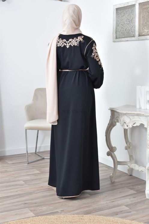 Ensemble Noir 2 pièces tunique avec palazzo pour femme voilée élégante