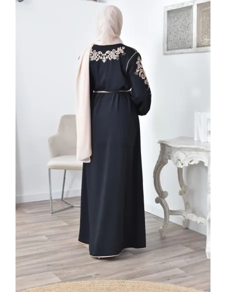 Ensemble Noir 2 pièces tunique avec palazzo pour femme voilée élégante