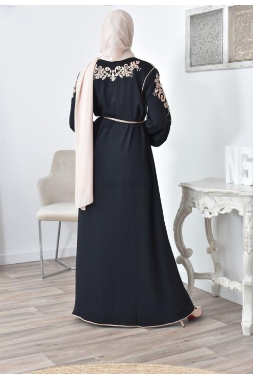 Ensemble Noir 2 pièces tunique avec palazzo pour femme voilée élégante