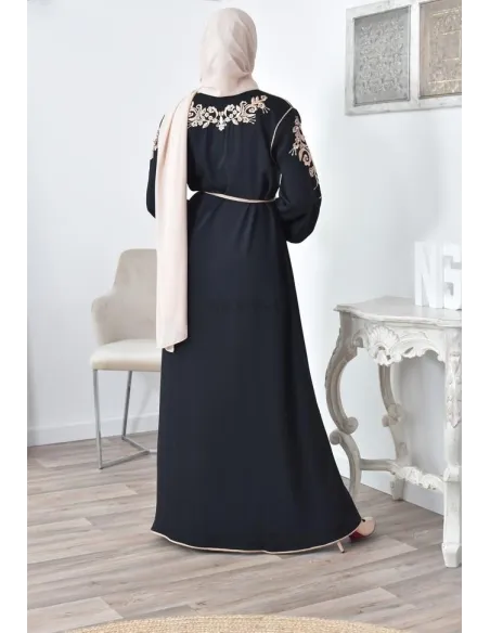 Ensemble Noir 2 pièces tunique avec palazzo pour femme voilée élégante