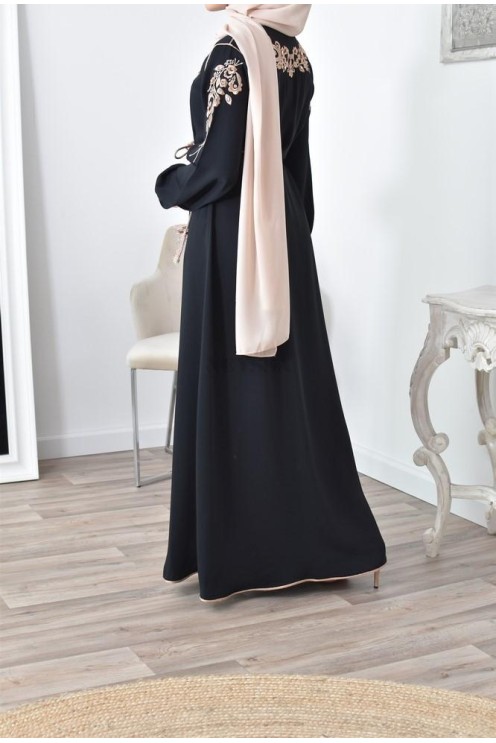 Ensemble Noir 2 pièces tunique avec palazzo pour femme voilée élégante