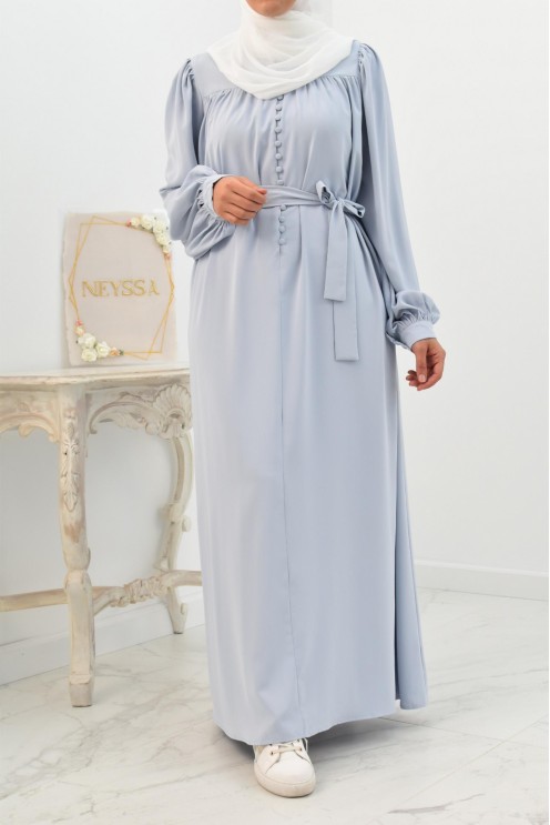 Longue Robe chemise boutonnées longue et fluide femme voilée musulmane