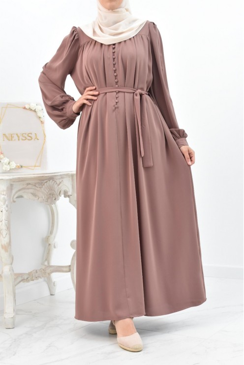 Longue Robe chemise boutonnées longue et fluide femme voilée musulmane