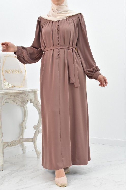Longue Robe chemise boutonnées longue et fluide femme voilée musulmane