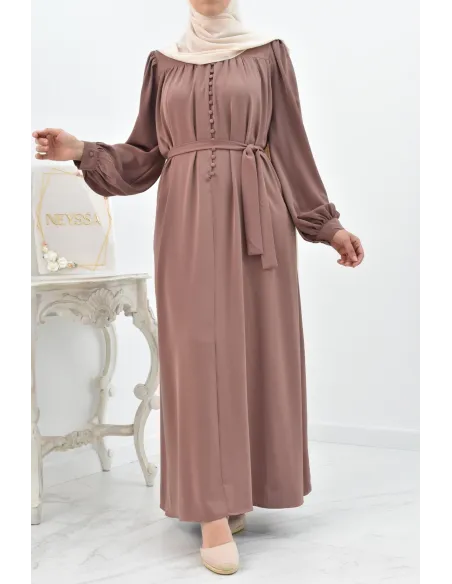 Longue Robe chemise boutonnées longue et fluide femme voilée musulmane