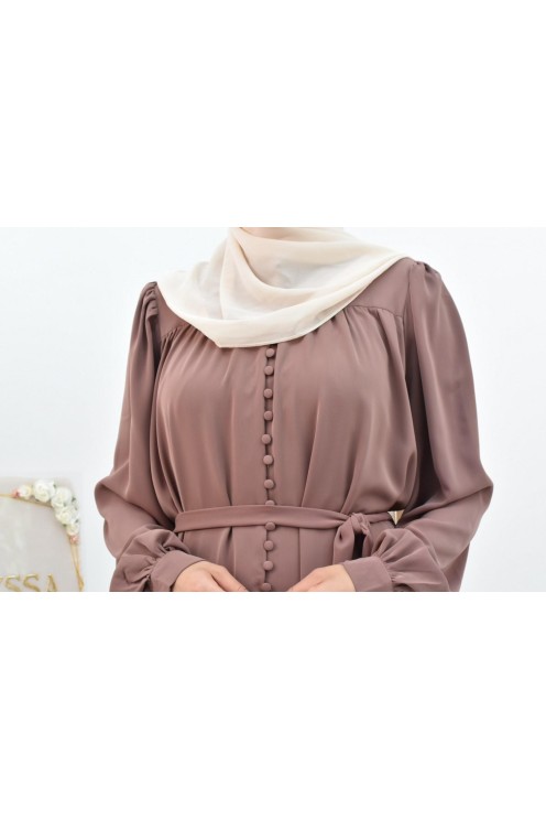 Longue Robe chemise boutonnées longue et fluide femme voilée musulmane