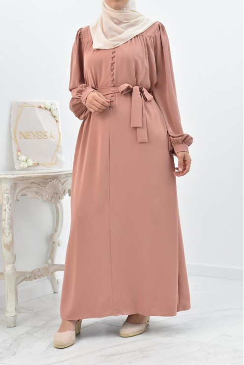 Longue Robe chemise boutonnées longue et fluide femme voilée musulmane