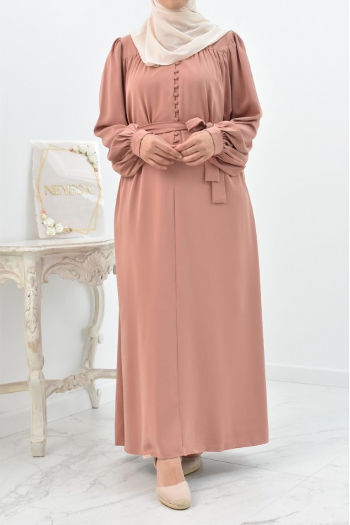 Longue Robe chemise boutonnées longue et fluide femme voilée musulmane