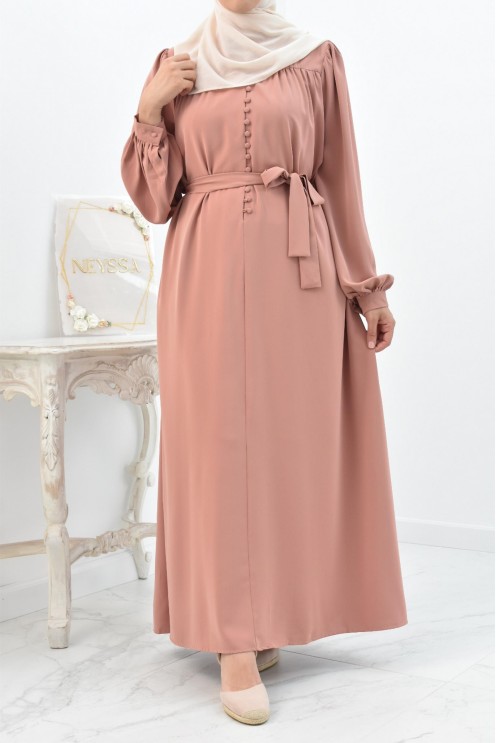 Longue Robe chemise boutonnées longue et fluide femme voilée musulmane
