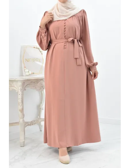 Longue Robe chemise boutonnées longue et fluide femme voilée musulmane