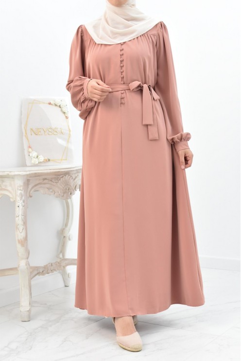 Longue Robe chemise boutonnées longue et fluide femme voilée musulmane