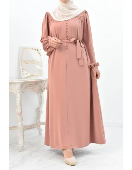 Longue Robe chemise boutonnées longue et fluide femme voilée musulmane