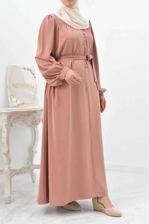 Longue Robe chemise boutonnées longue et fluide femme voilée musulmane