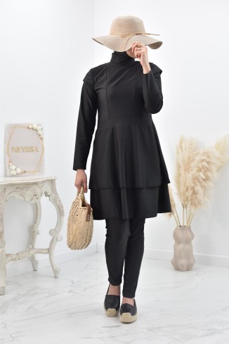 Lange und gut mastourierte breite Burkini für verschleierte muslimische Frau