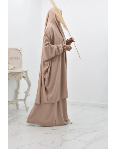 jilbab 2 pieces fluide manche froufrou haut de gamme et pas cher
