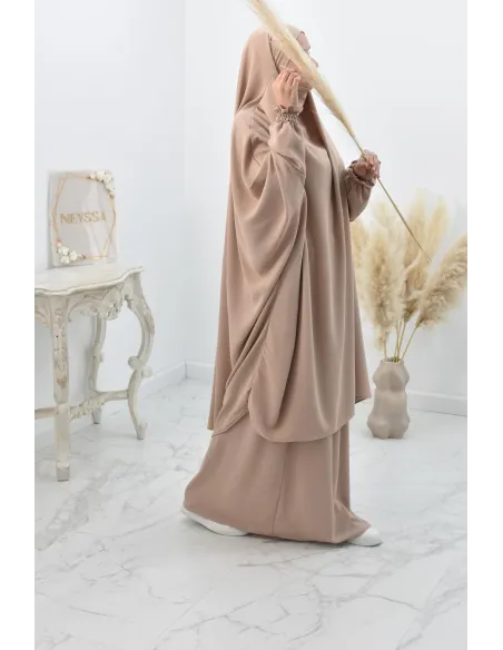jilbab 2 pieces fluide manche froufrou haut de gamme et pas cher