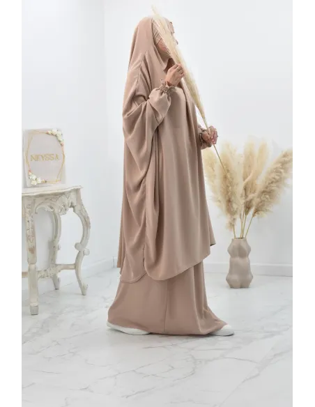 jilbab 2 pieces fluide manche froufrou haut de gamme et pas cher