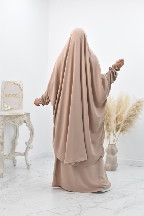 jilbab 2 pieces fluide manche froufrou haut de gamme et pas cher