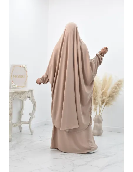 jilbab 2 pieces fluide manche froufrou haut de gamme et pas cher