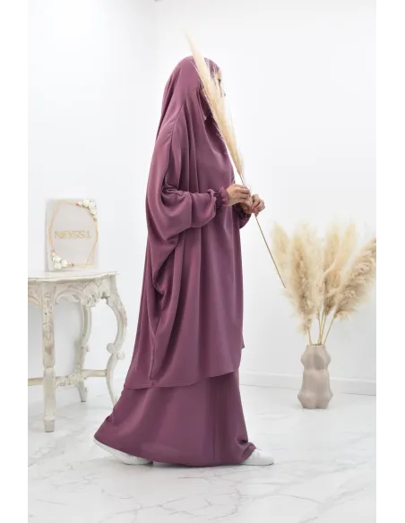 jilbab 2 pieces fluide manche froufrou haut de gamme et pas cher