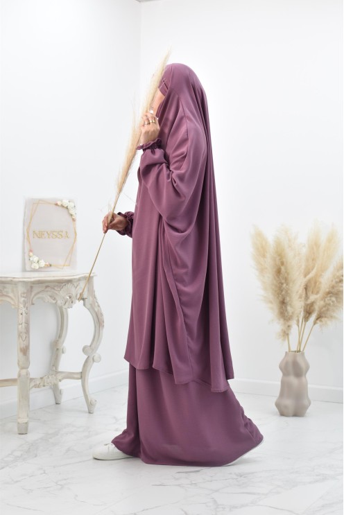 jilbab 2 pieces fluide manche froufrou haut de gamme et pas cher