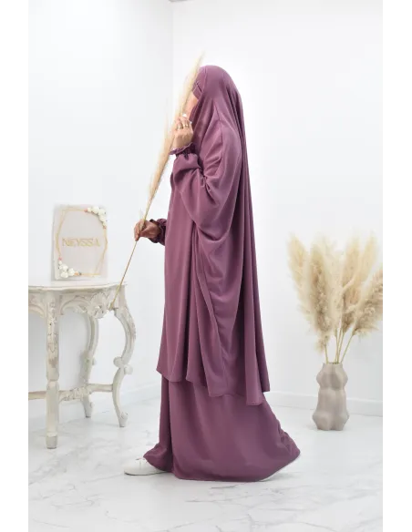jilbab 2 pieces fluide manche froufrou haut de gamme et pas cher