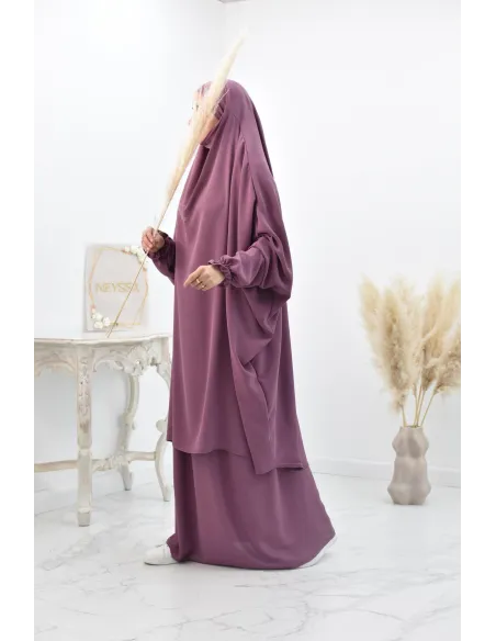 jilbab 2 pieces fluide manche froufrou haut de gamme et pas cher