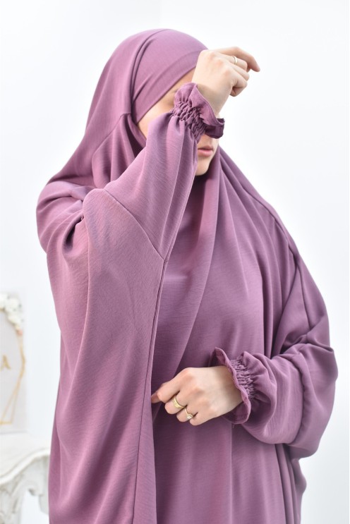 jilbab 2 pieces fluide manche froufrou haut de gamme et pas cher
