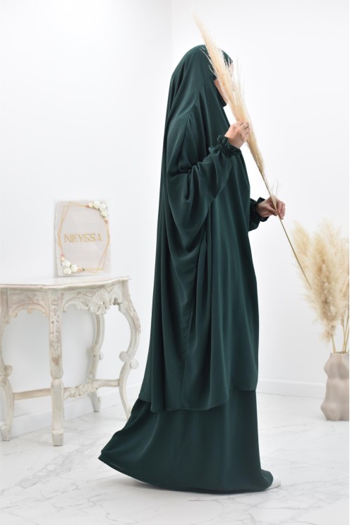 jilbab 2 pieces fluide manche froufrou haut de gamme et pas cher