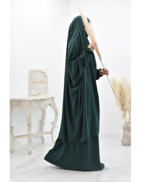 jilbab 2 pieces fluide manche froufrou haut de gamme et pas cher